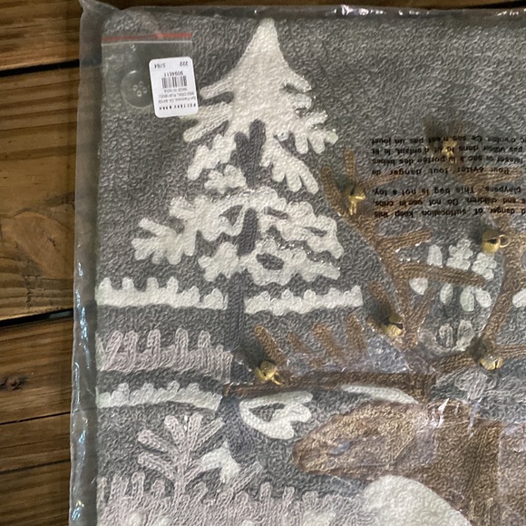 Pottery Barn Moose Crewel Embroidered Pillow Cover with Jingle Bell Accents 🔔 - Picture 11 of 15